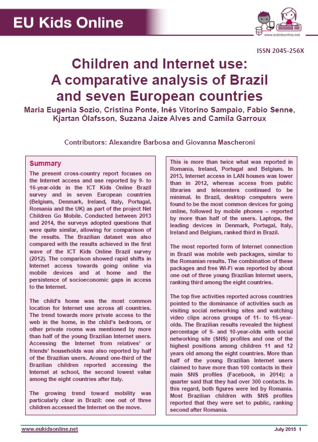Children and Internet use: A comparative analysis of Brazil and seven European countries